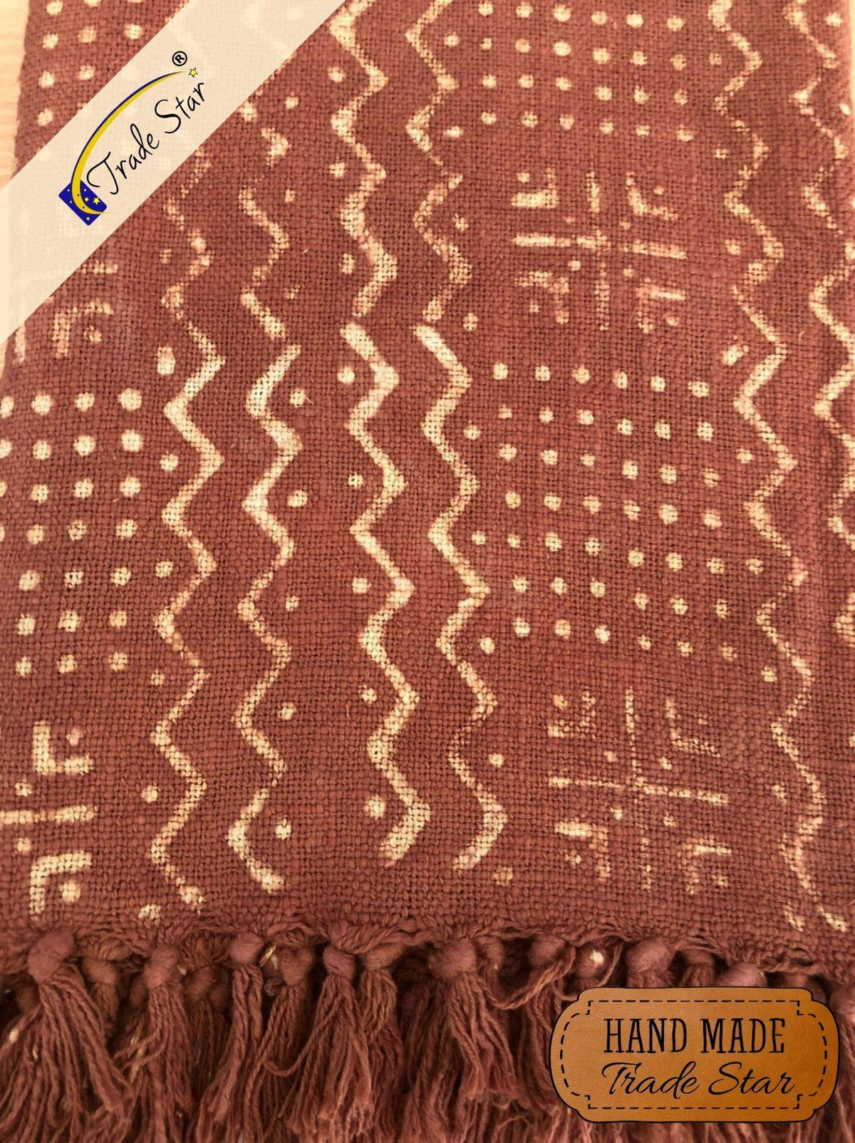 100% Cotton Throw Blanket Hand Block Print Boho Blanket Mudcloth Cozy Throw Blanket for Housewarming Sofa Wedding Gifts for Home Decor (Rust / Alma (120 x 170 Cms))