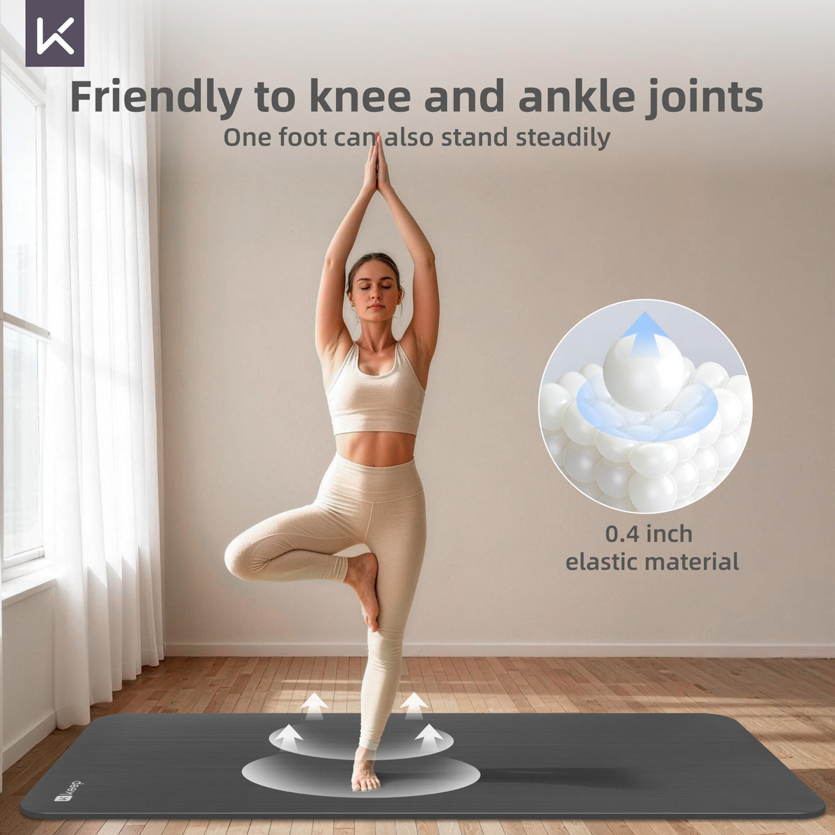 Extra Thick NBR Yoga Mat for Women & Men (Grey / 72”x32”x10mm)