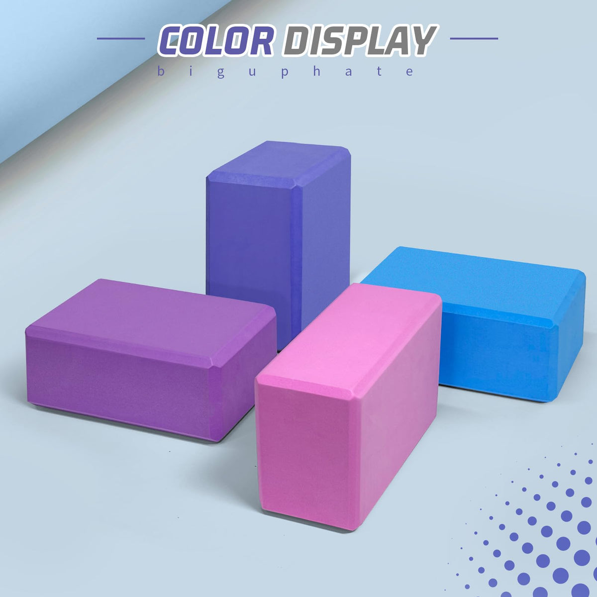 Yoga Block 9"x6"x4" EVA Foam Blocks Non (1 Pack-964-Slate Blue / 9x6x4IN)