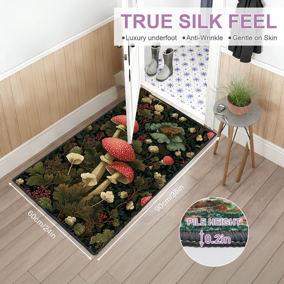 Washable 2x3 Entry Rug Vintage Botanical Mushroom Area Rug (06 / 2' x 3' (Rectangular))