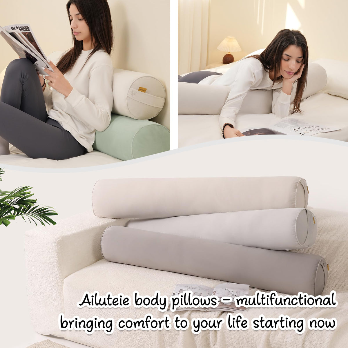 Body Pillow for Adults (Misty White / 47.24"*7.87")
