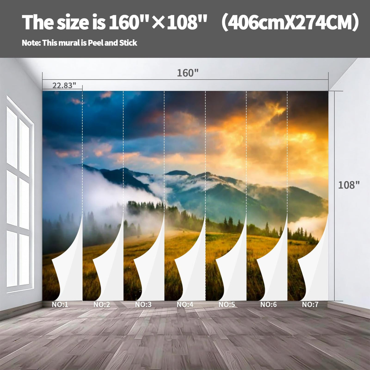 Peel Stick Wall Mural Wallpaper Mountain 160"x108" Decor G04 (G04 / 160" x 108")