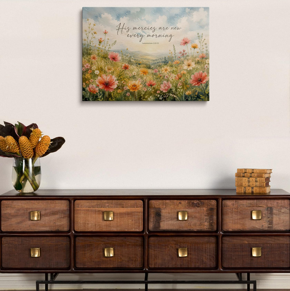 Christian Bible Verse Canvas Wall Art Framed Floral Home Decor 16x24 Inch (Bible Verse / 24"L x 16"W)
