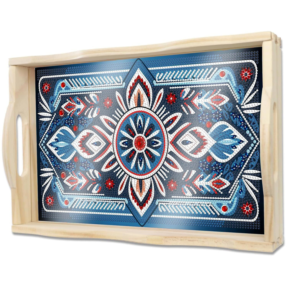 DIY Mandala Diamond Painting Serving Tray with Handle for Adults (Mandala Medium D)