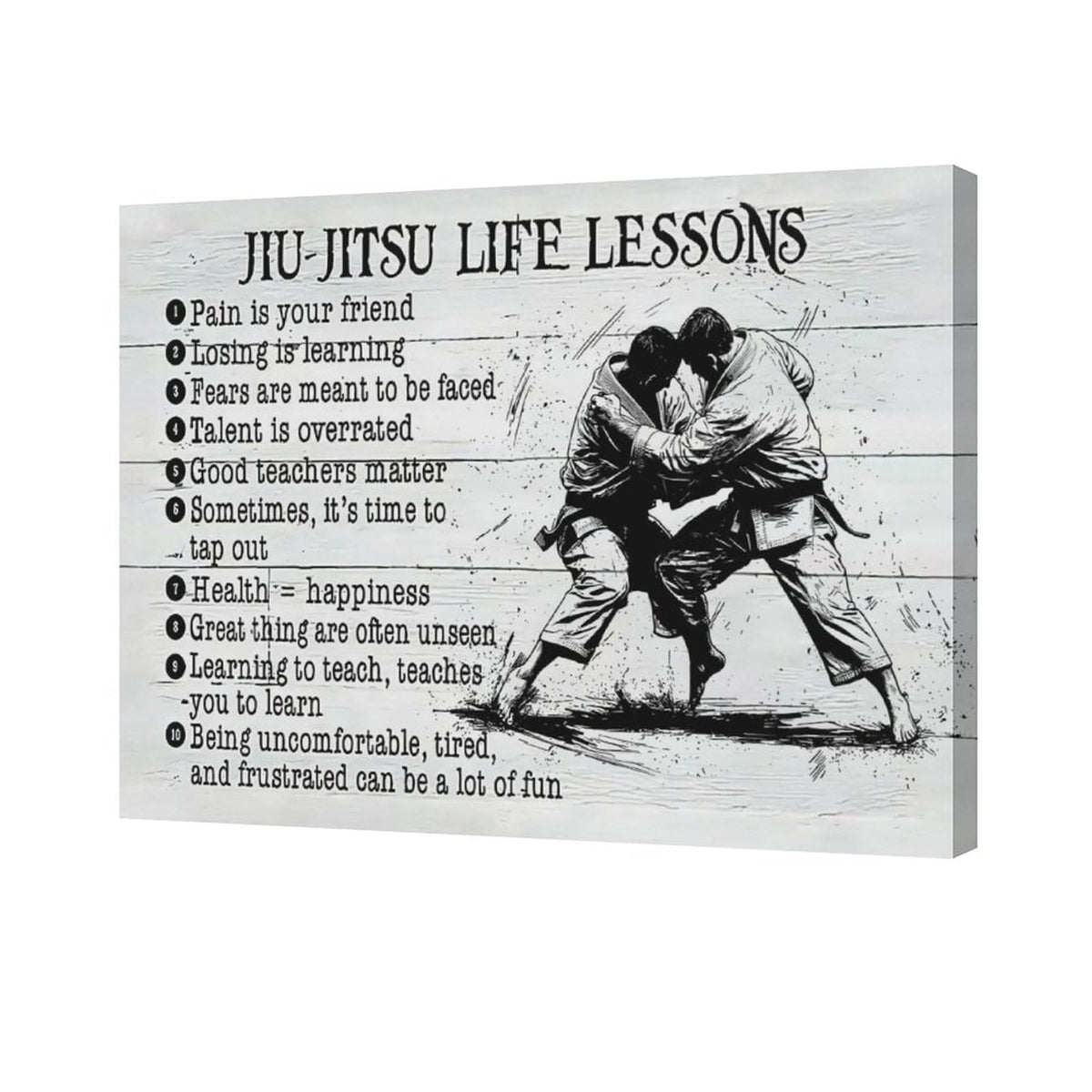 Jiu Jitsu Wall Art Jujitsu Life Lessons Pictures Wall Decor Judo Canvas Prints Martial Decorations Painting Framed Artwork Office Home Decor For Gym Martial Arts Hall Bedroom Living Room 24"x20" (Jujitsu / 20L" x 24W")