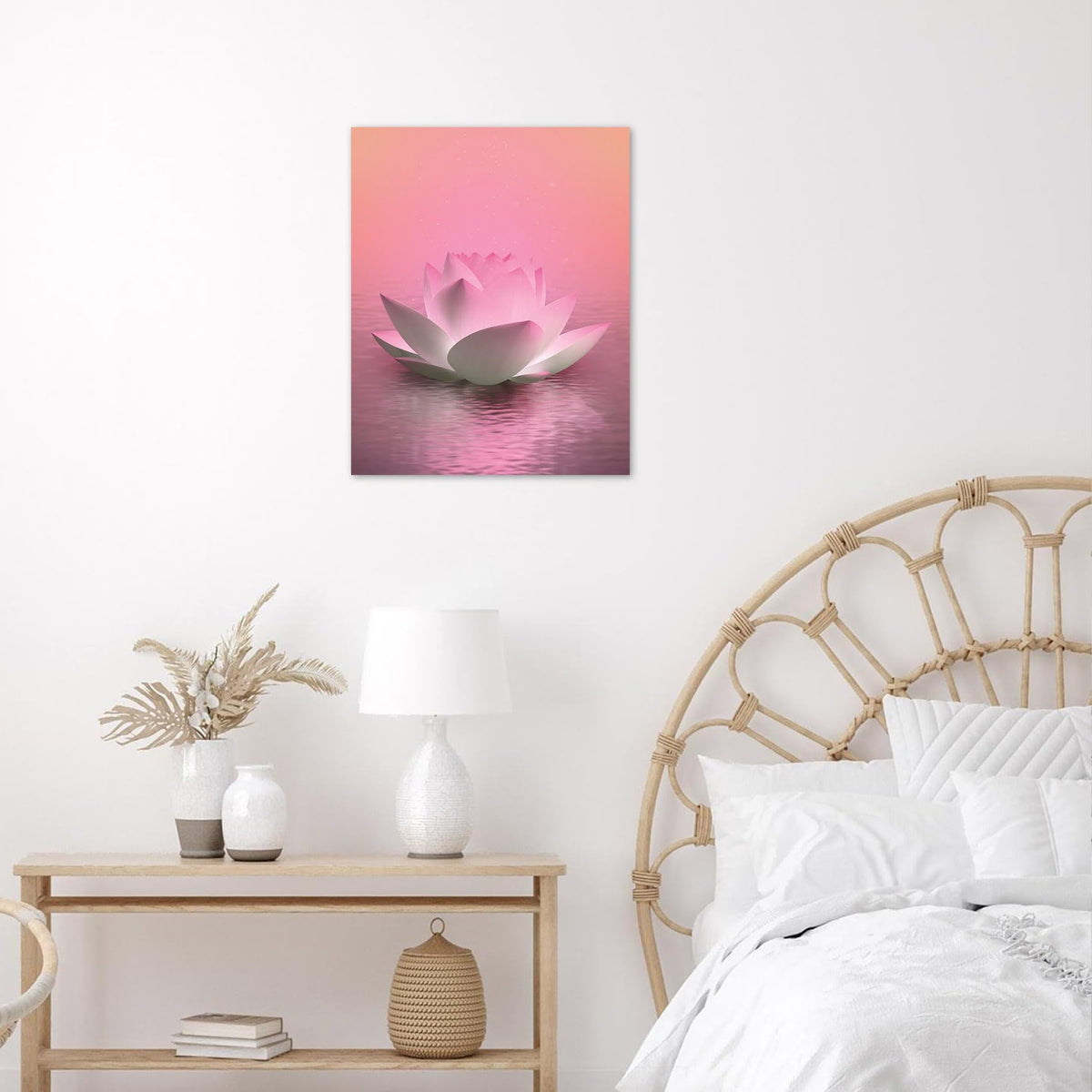 Pink Water Lily Wall Art (Pink and Purple / 20"L x 16"W)