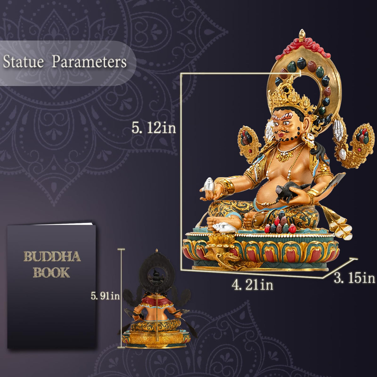 Yellow Jambhala Buddha Statue Indoor Meditation Decor Gift (Yellow Jambhala / 5.91in)