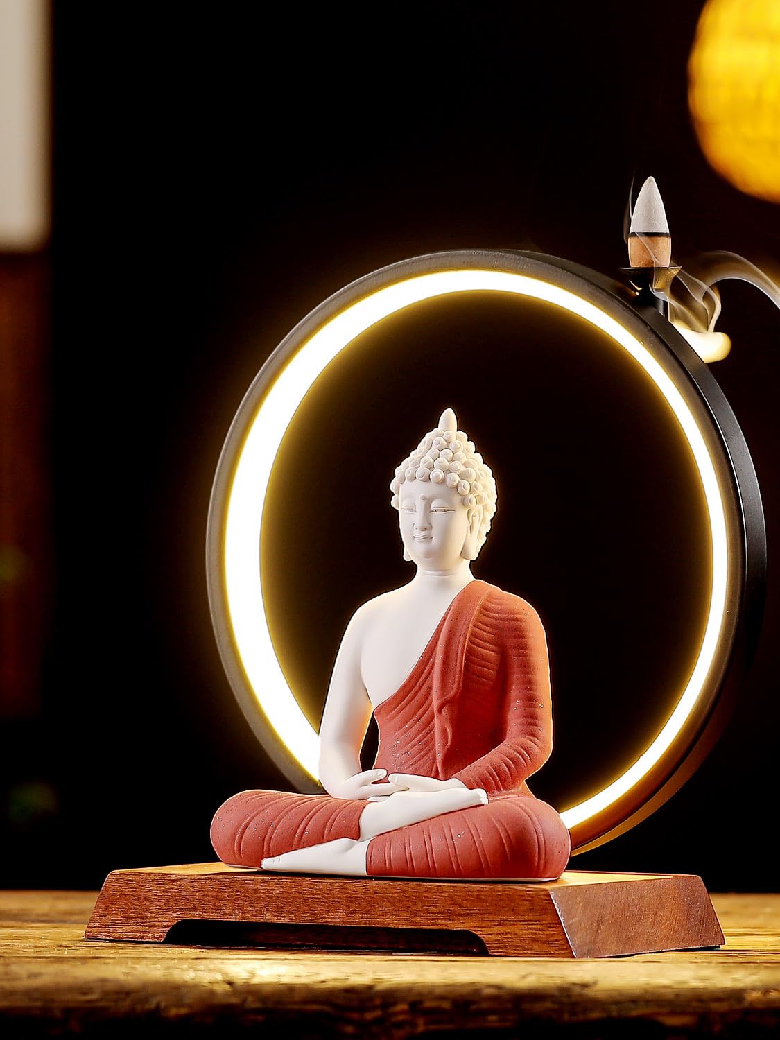 8.7 Inch LED Buddha Statue for Indoor Home Decor (Red)