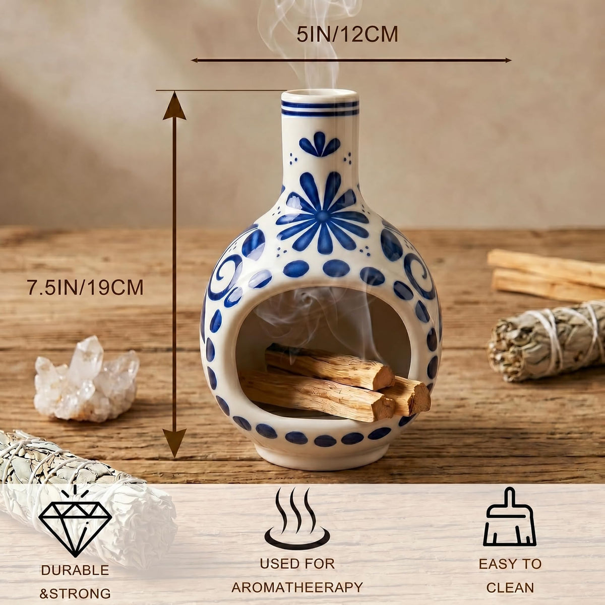 Ceramic Incense Holder (Blue)