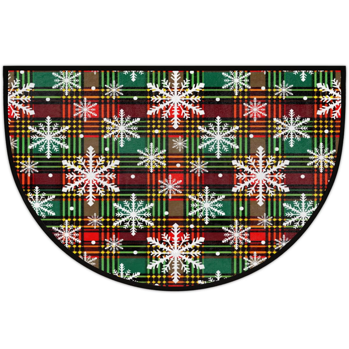 Christmas Half Round Doormat Non Slip Semi Circle Rug Outdoor Welcome Mat (Z-112)