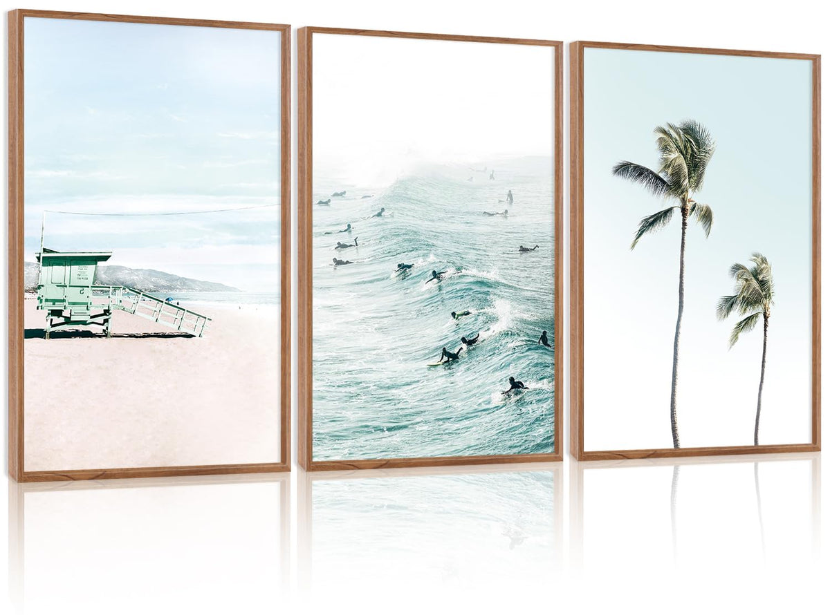 Coastal Palm Tree Framed Wall Art (Ocean / 24"L x 36"W)