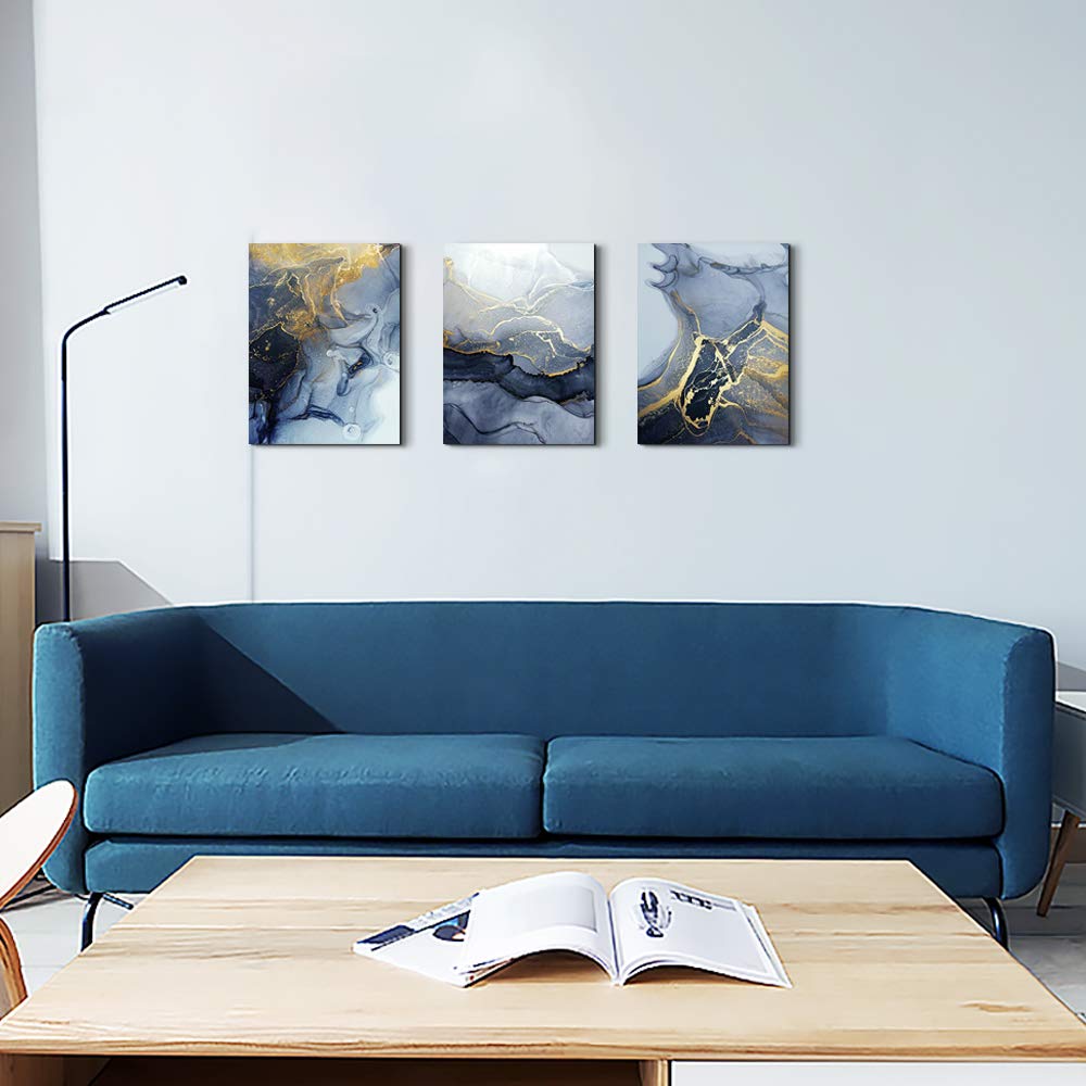 Abstract Wall Decor for Living Room Bedroom Wall Art (12x16inches*3pcs / Abstract Line Painting Canvas)