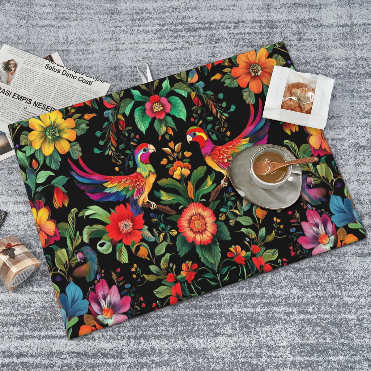 Mexican Flowers Dish Drying Mat for Kitchen Counter Microfiber Super Absorbent Non (Mexican Flowers)