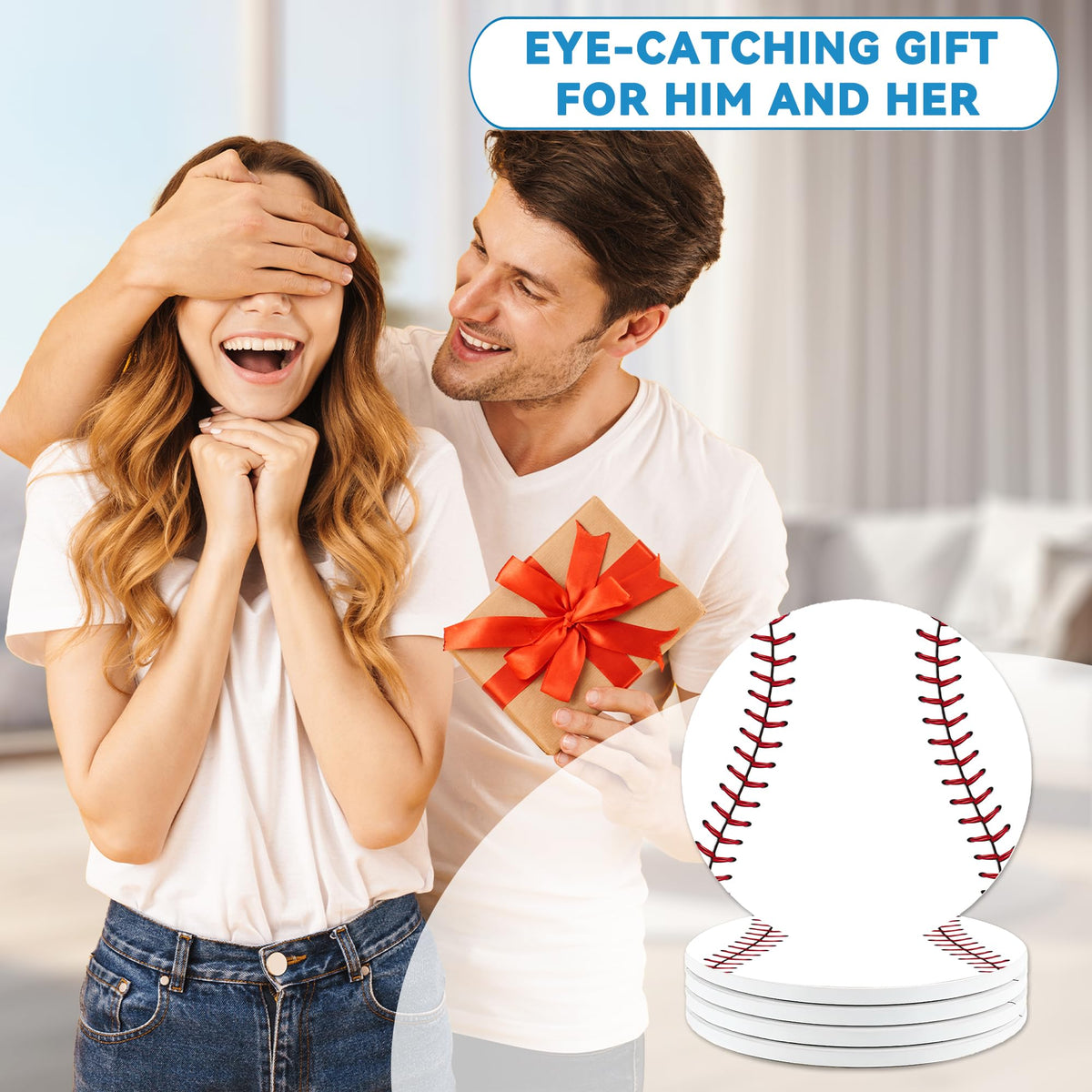Baseball Round 4" Cup Coasters Set of 4 (Baseball)