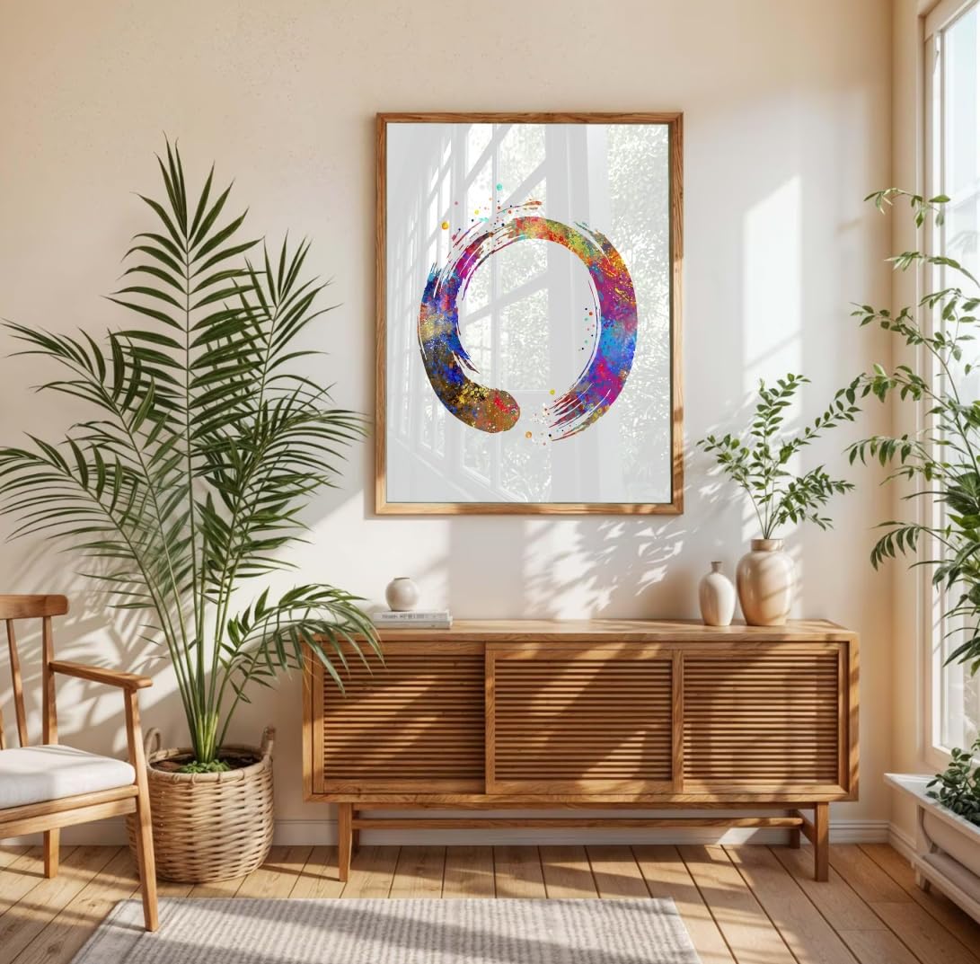 8X10 Unframed Zen Circle Enso Symbol Buddhism Meditation Yoga Watercolor Art Print Poster Giclee Decor Home N428 (10"L x 8"W)