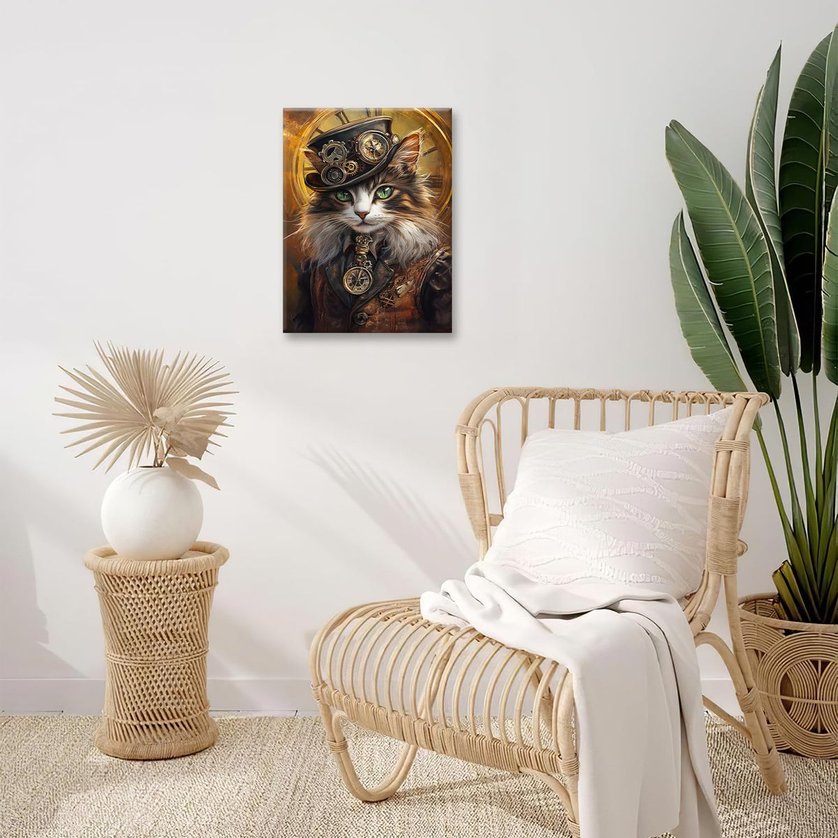 Cat Wall Art Steampunk Pictures Wall Decor (16"L x 12"W / Steampunk Cat)