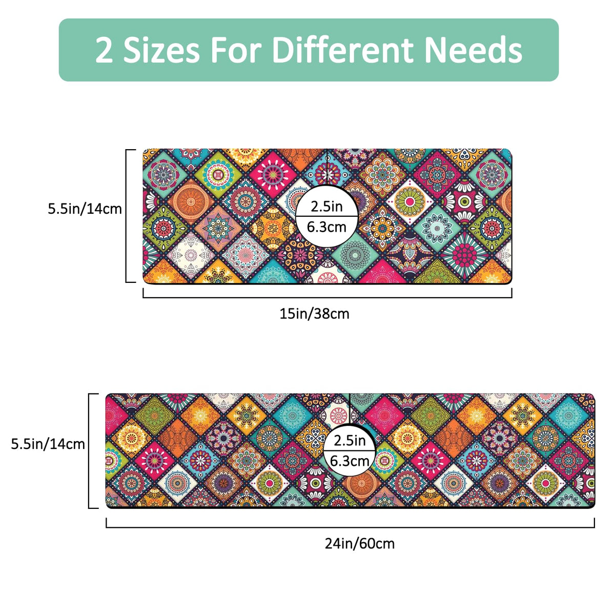 2 Pack Kitchen Sink Splash Guard Faucet Mat 24" X 5.5" Mandala Absorbent Fast Drying Mat Faucet Draining Mat Sink Splash Guard Behind Faucet Drip Catcher for Kitchen Bathroom (24*5.5inx2 / check)