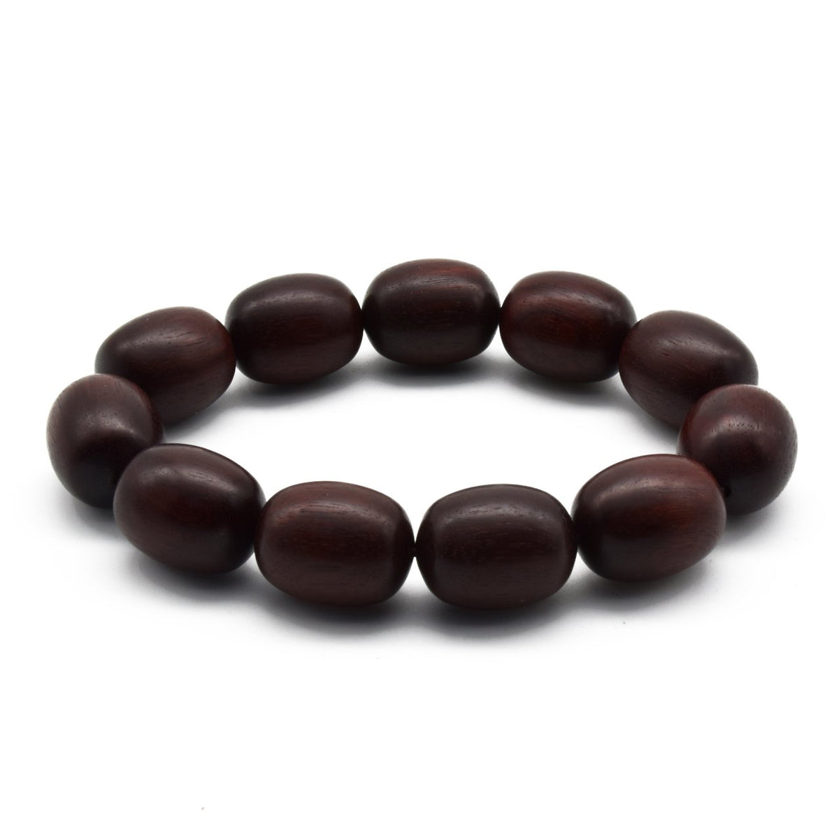 Unisex Natural African Blood Red Sandalwood Prayer Beads Tibetan Buddhism Mala Bracelet Necklace (15mm x 20mm olives x 11 Beads)