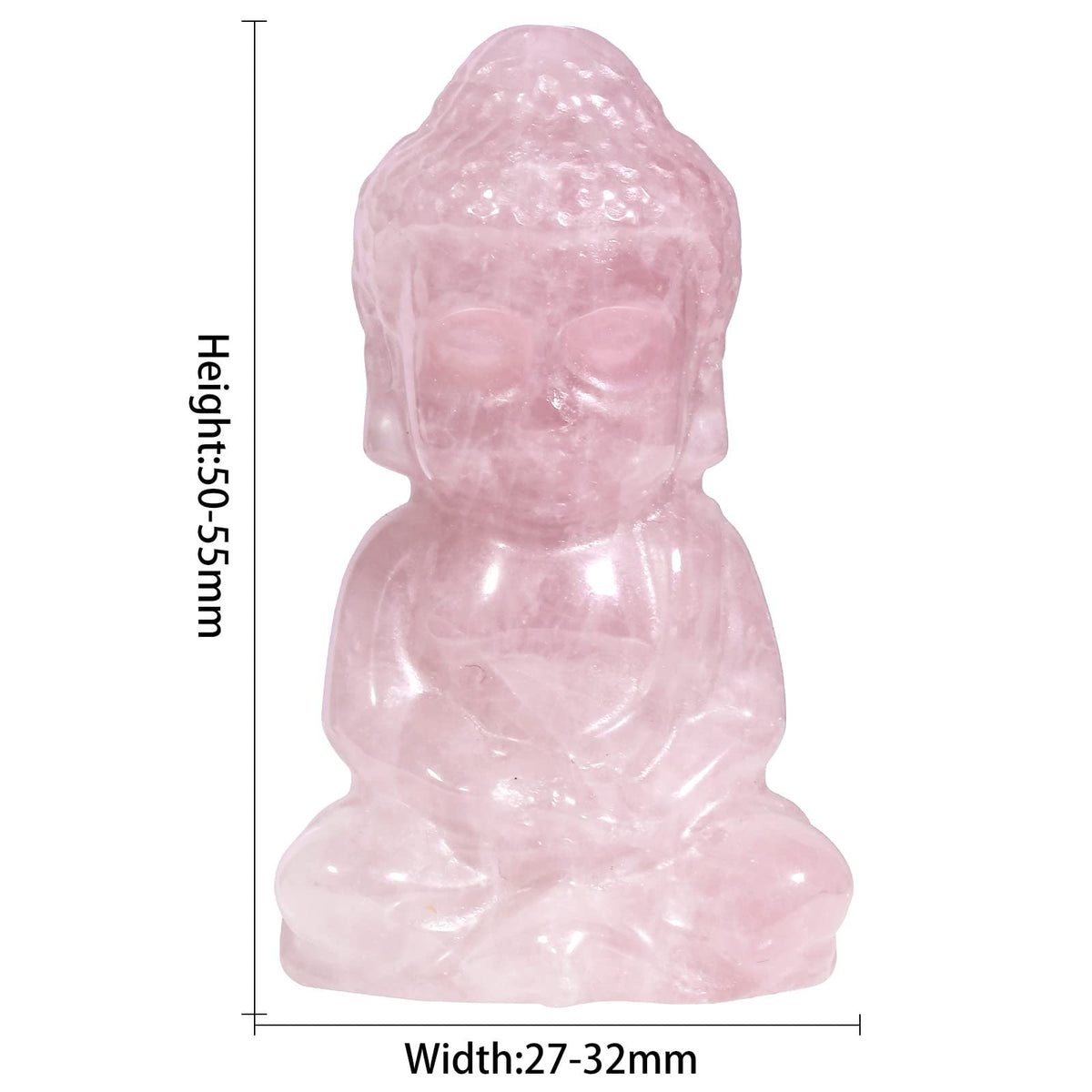 1.9 Inch Rose Quartz Meditating Buddha Statue (Pink)