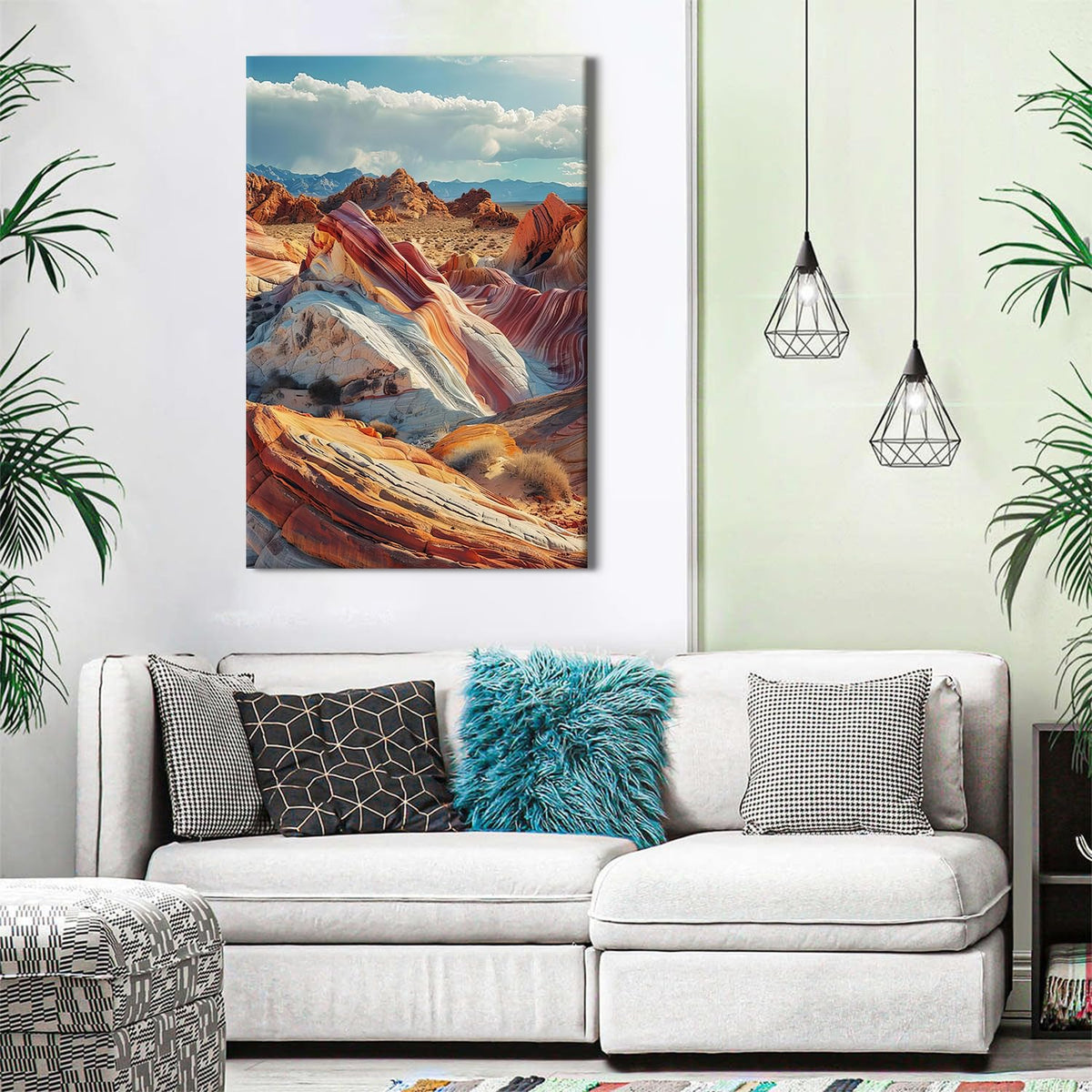 Extra Large Canvas Wall Art Valley of Fire State Park Nevada Nature Landscape Poster of the USA Blue Sky Background Poster HD Printed Painting Artwork for Bathroom Office Living room Decoration 32x48” (32"L x 48"W / FSPFJ11)