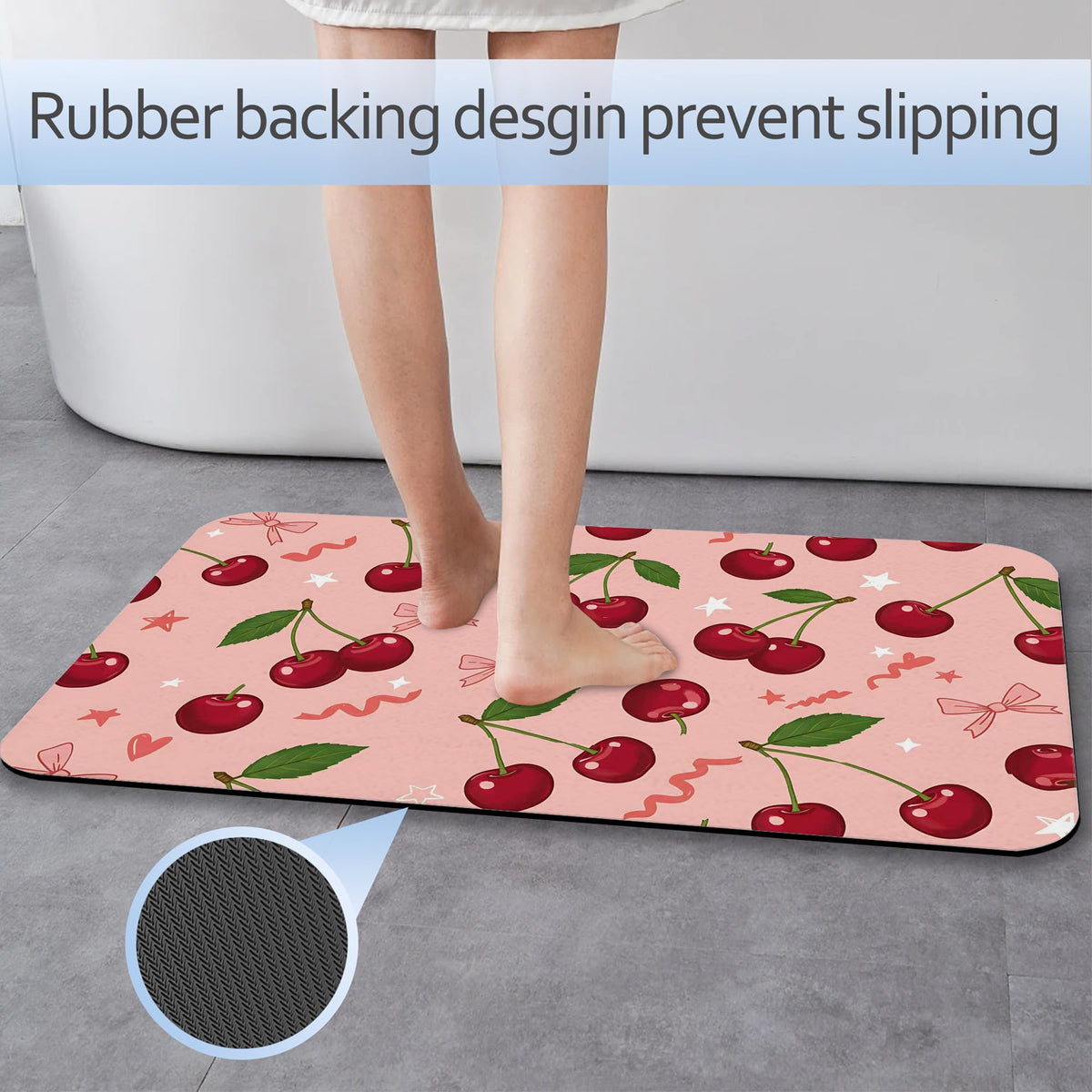 Cute Cherry Bathroom Rug 29.5"x17" (Cute Cherry)