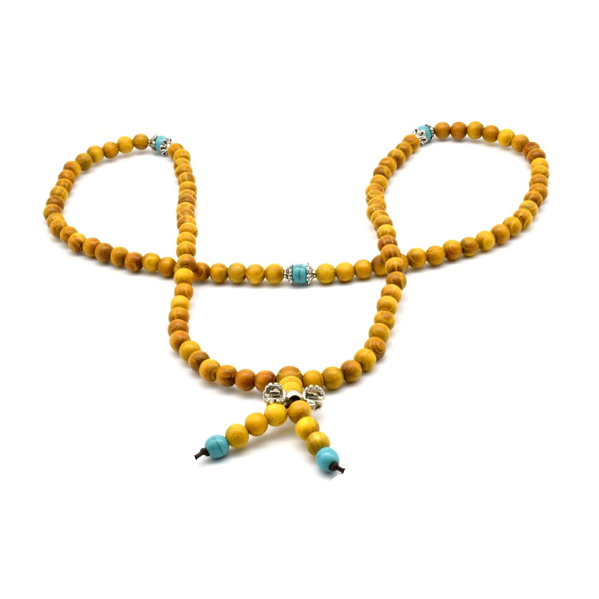 Natural Golden Sandalwood Mexican Bocote Mala Prayer Bracelet Link Wrist Necklace Beads (6mm 108 beads special)