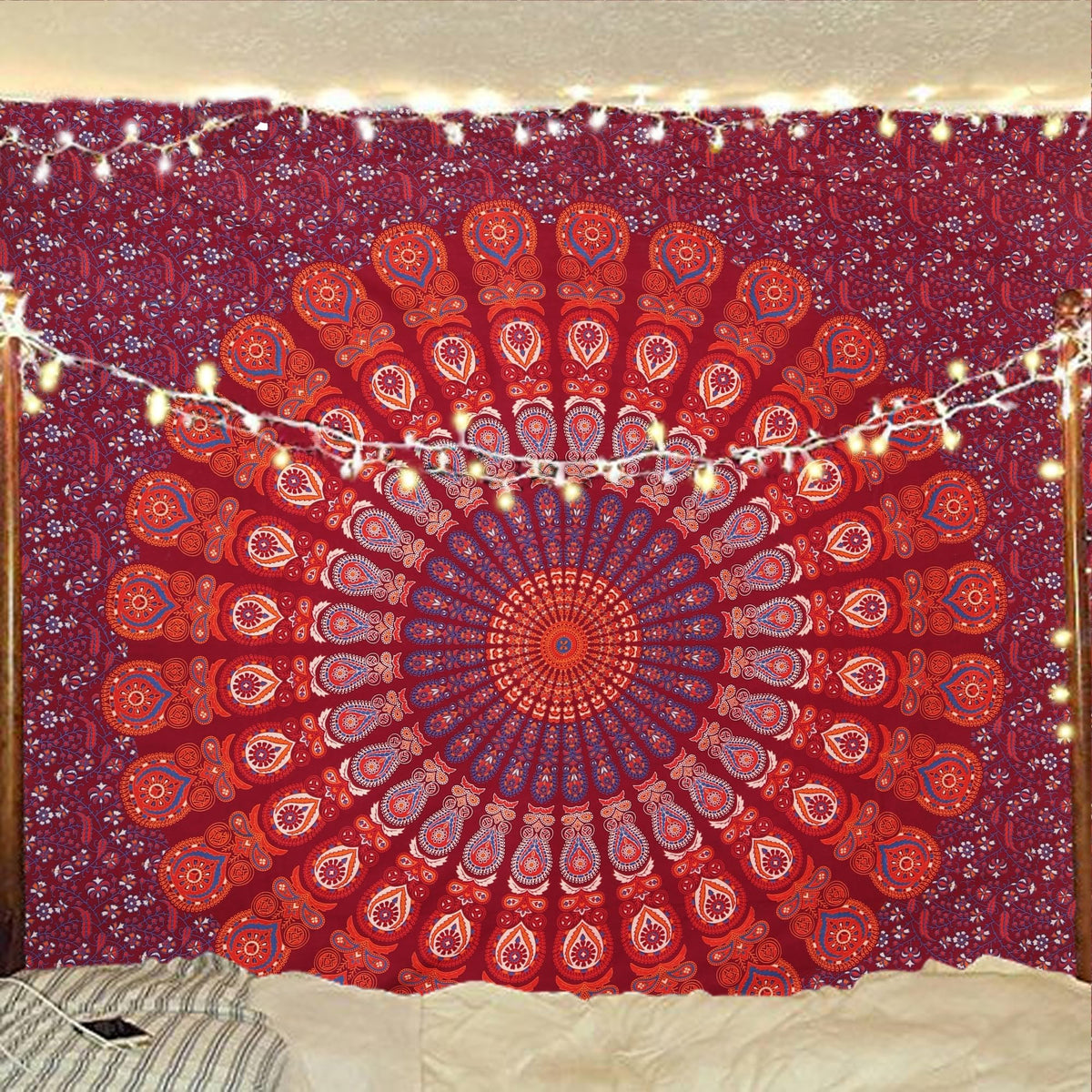 Organic Cotton (Blue Red / 104"L x 88"W)