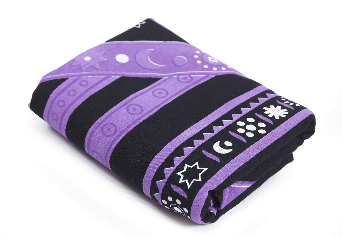 Indian Burning Sun Hippie Mandala Window Curtains (25"W x 74"L (Pack of 2) / Purple)