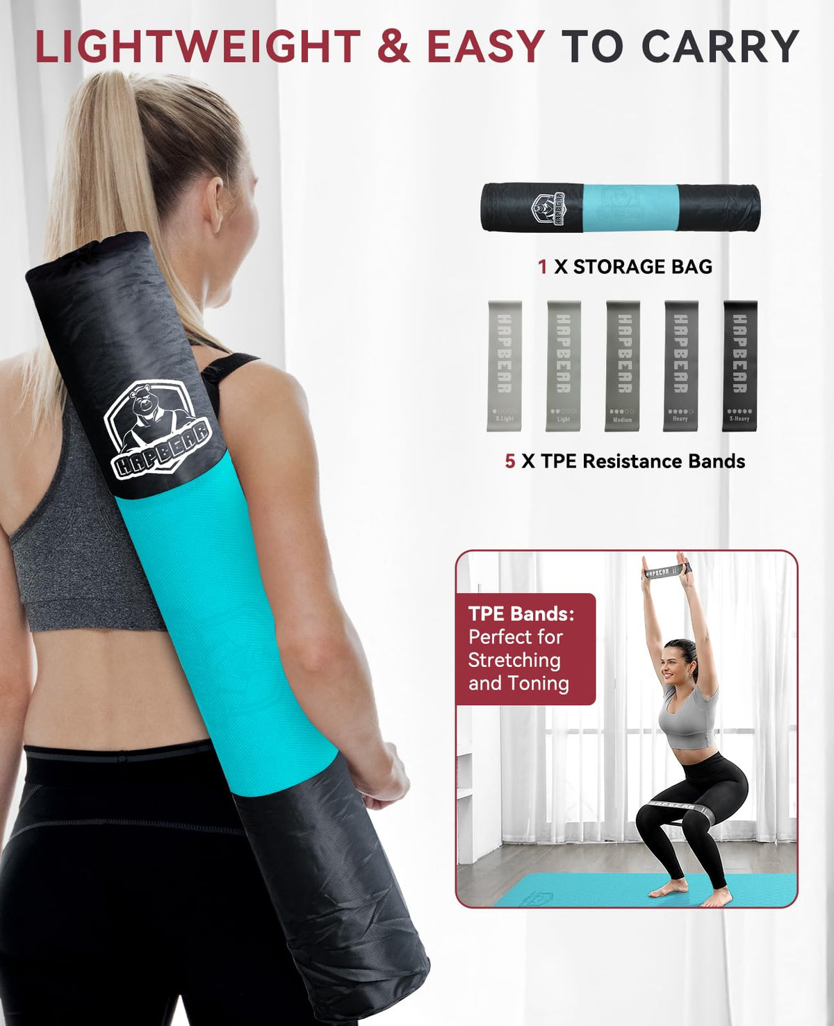 Large Yoga Mat (Turquoise/Mint green)