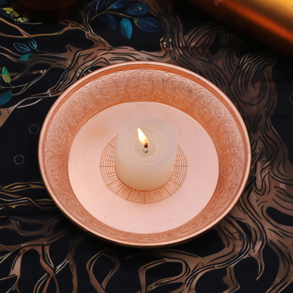 Copper Offering Prayer Ritual Bowl Plate (Meditation Poster)