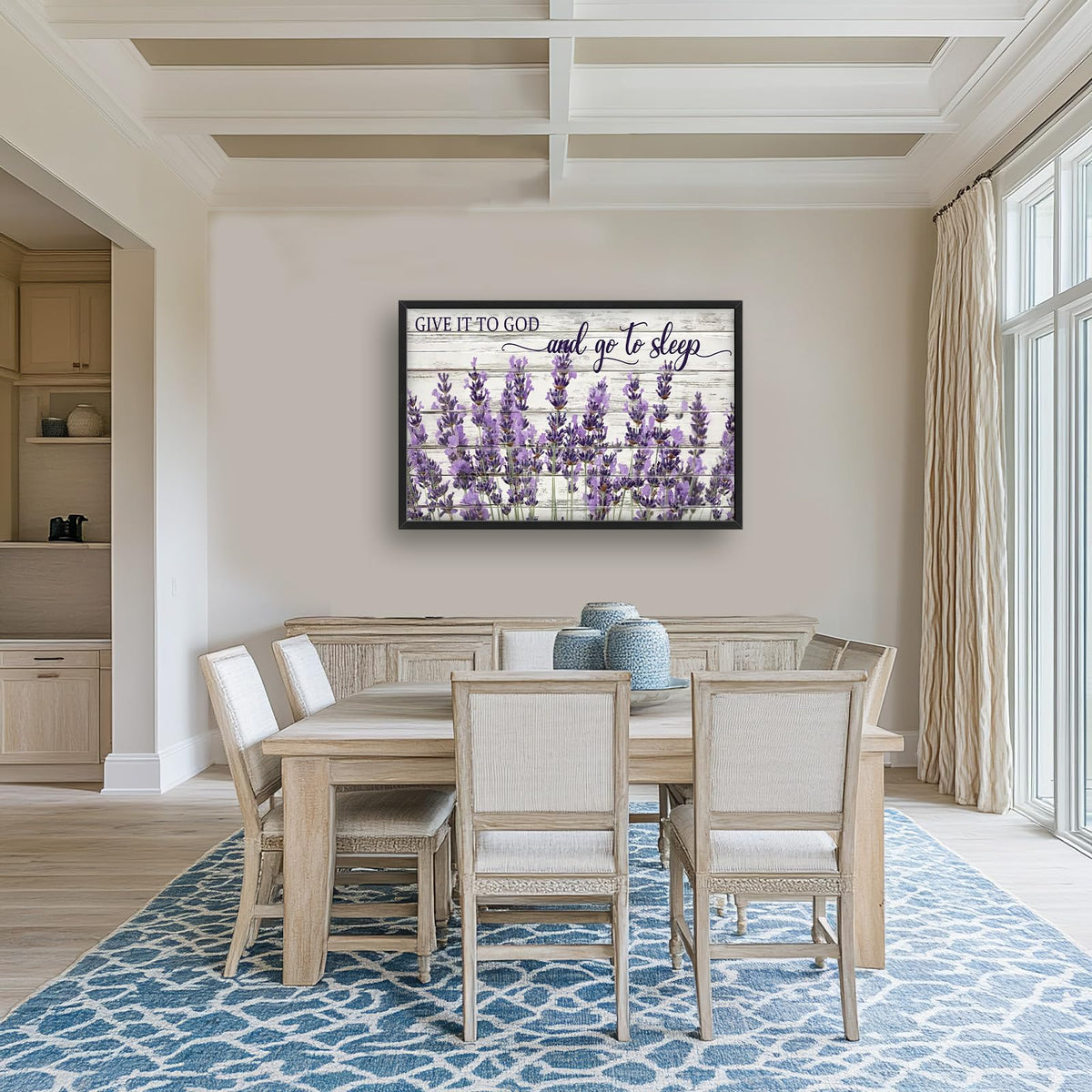 Large Framed Lavender Wall Art Rustic Floral Wall Decor 36"x24" (lavender / 36"L x 24"W)