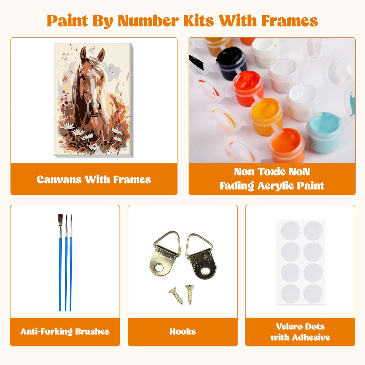 Horse Framed Paint by Numbers Kit for Adults