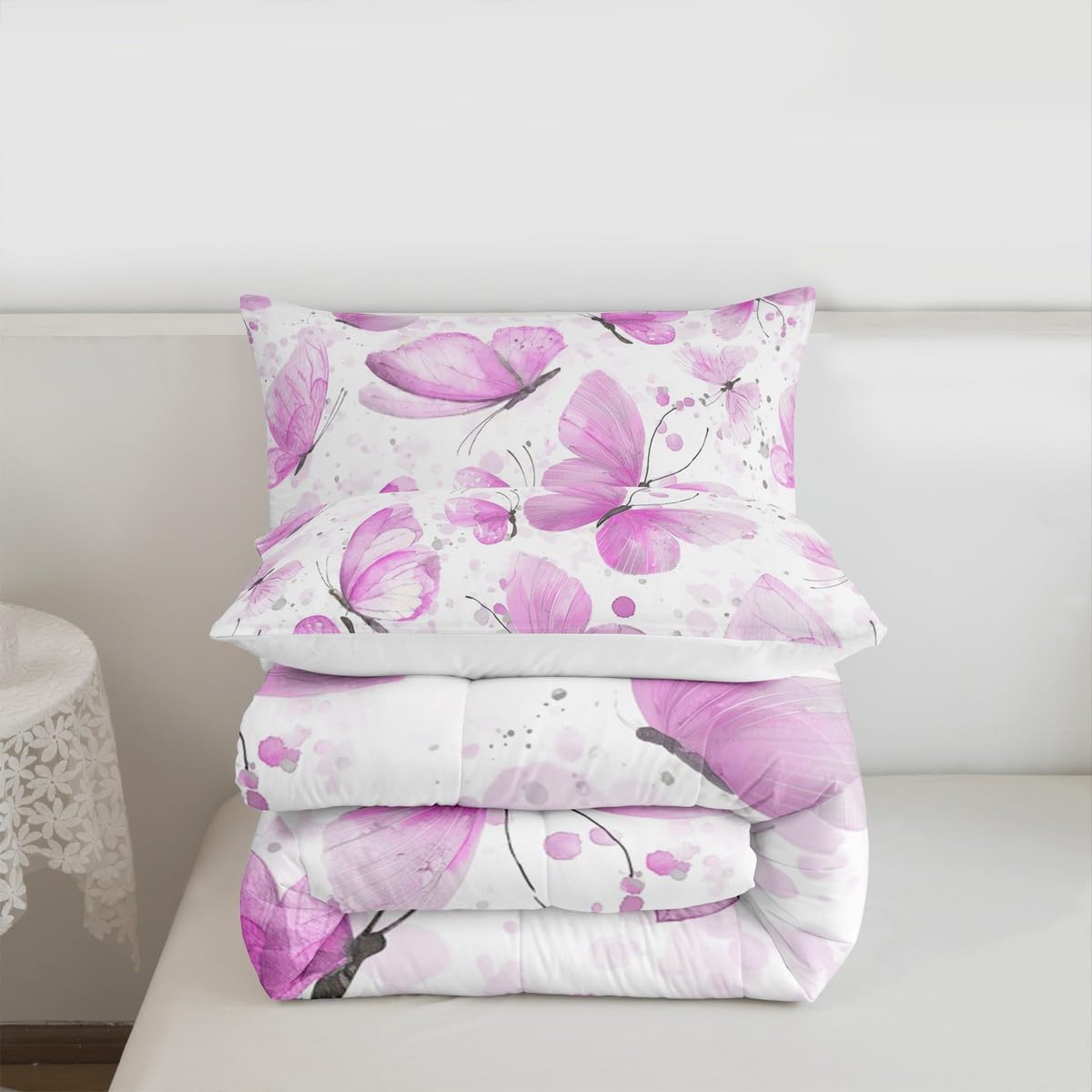 Girls Butterfly Comforter Set Toddler 3 Pcs for Kids Boys Girls (Multi 813 / Toddler)