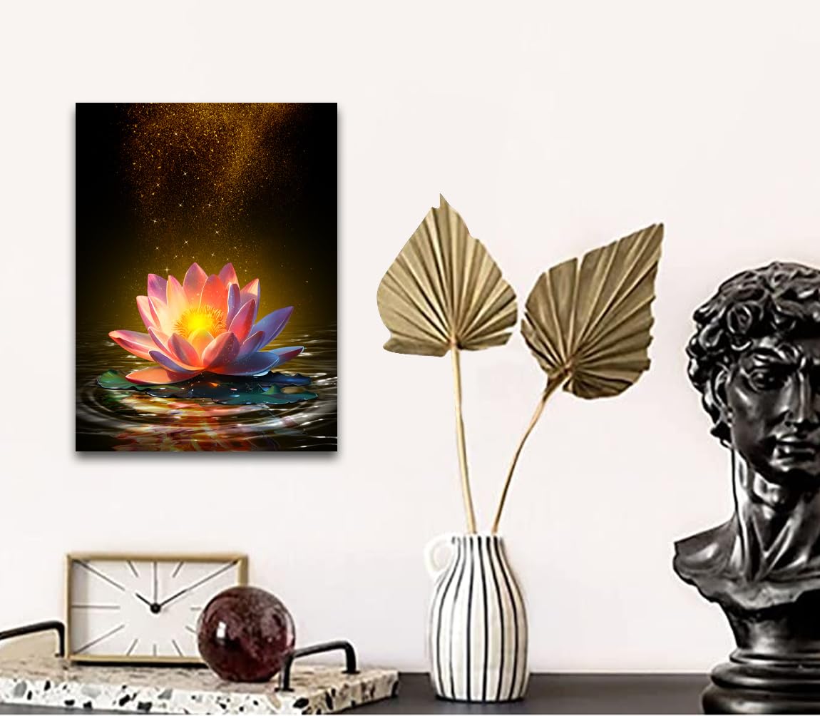 Lotus Floral Wall Art Prints (Framed 12"X16"- Lotus Floral Wall Art Prints)