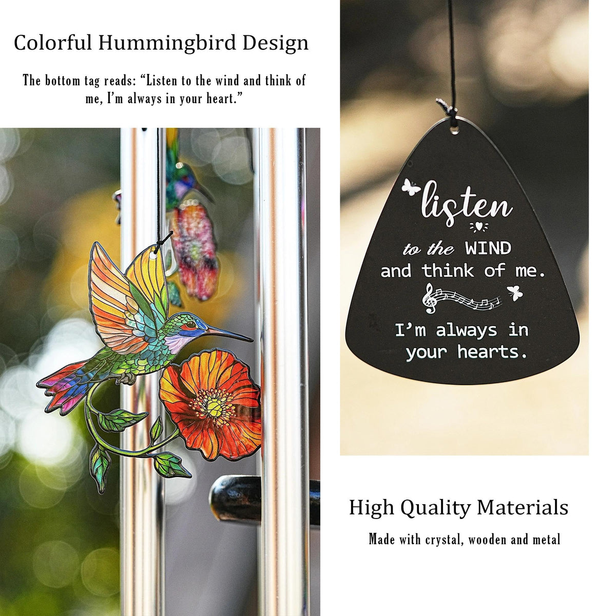 Hummingbird Memorial Wind Chime (Memorial Series – Hummingbird – 34 Inch)
