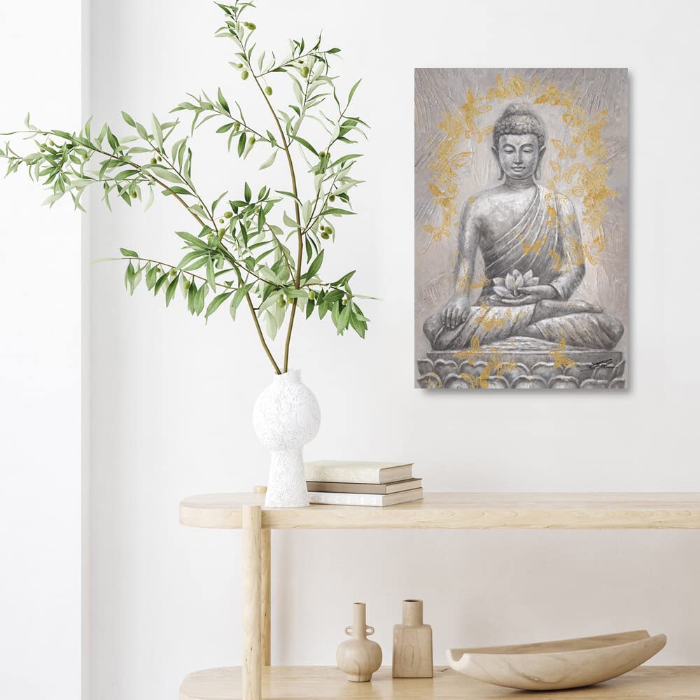 Buddha Canvas Wall Art Gold (24"L x 16"W / Brown Mandala Buddha)