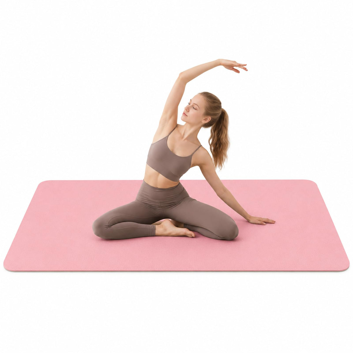 TPE Yoga Mat 72"x35" (Pink Grey / 72*35*0.4inch)