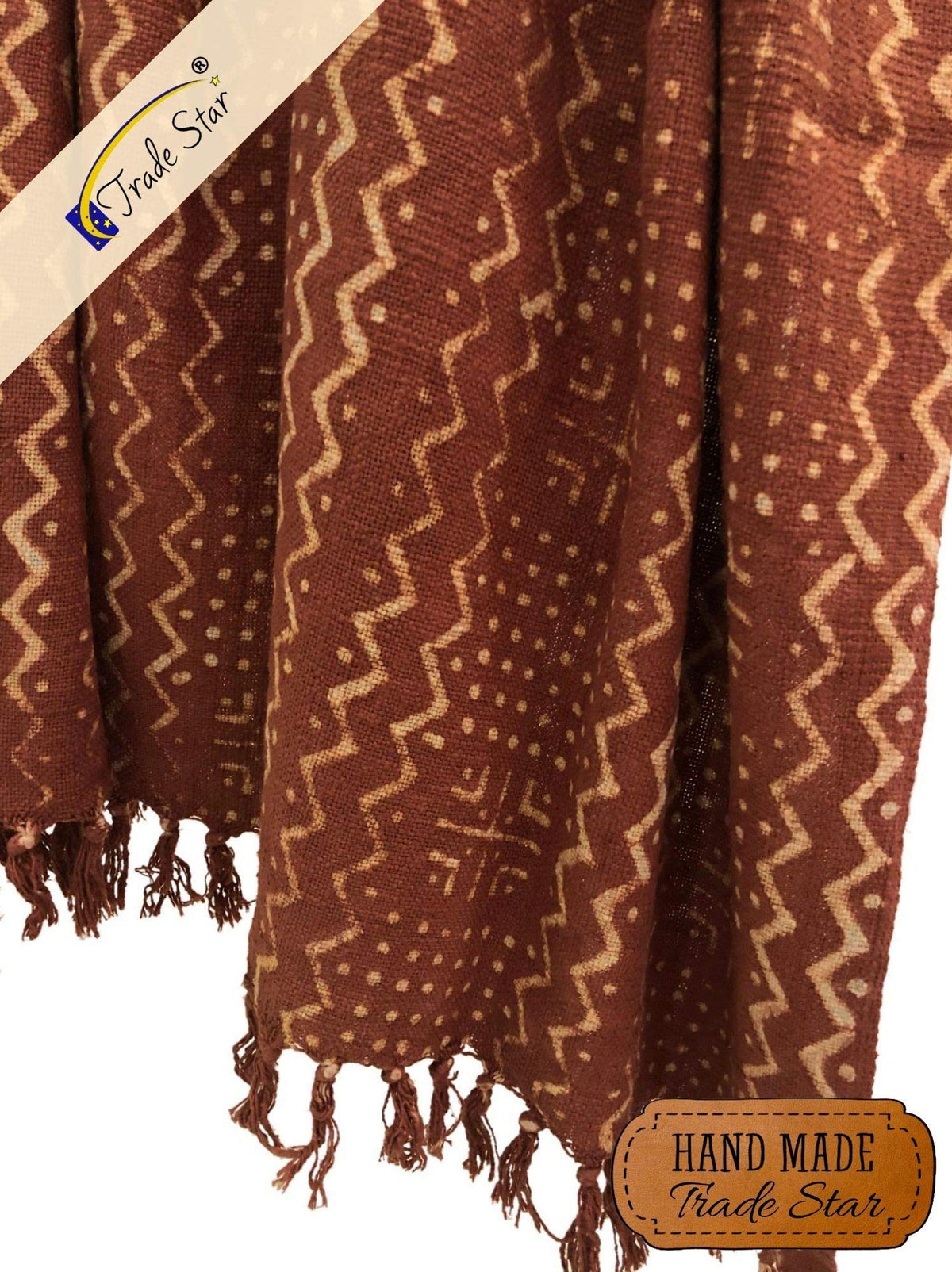 100% Cotton Throw Blanket Hand Block Print Boho Blanket Mudcloth Cozy Throw Blanket for Housewarming Sofa Wedding Gifts for Home Decor (Rust / Alma (120 x 170 Cms))