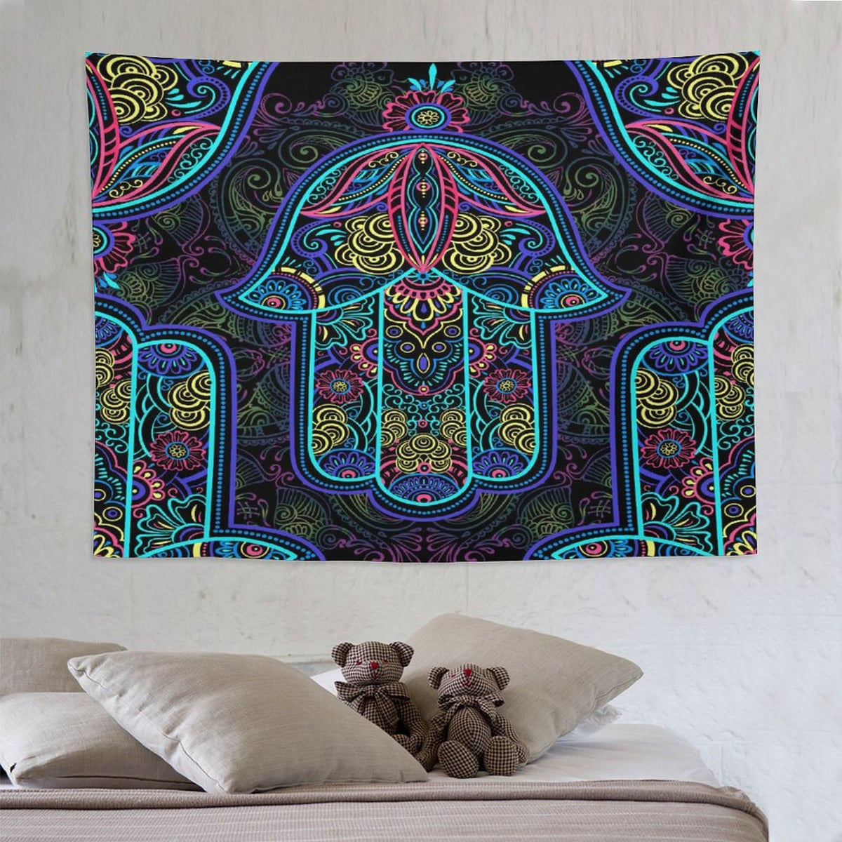 Boho Mandala Tapestry Wall Hanging Colorful Hand Bohemian Tapestries Home Decor for Living Room Bedroom Apartment Farmhouse Dorm 60"x80" (60"L x 80"W / Mandala-1)