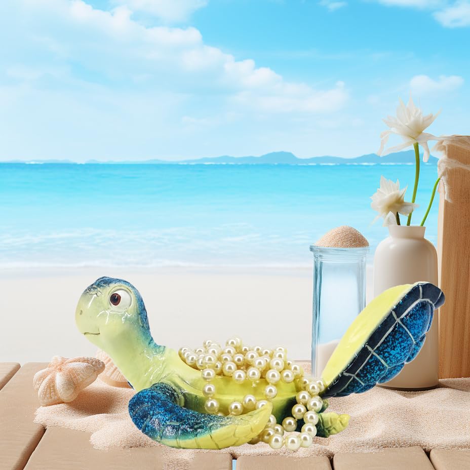 Sea Turtle Jewelry Box with Lid (Blue)