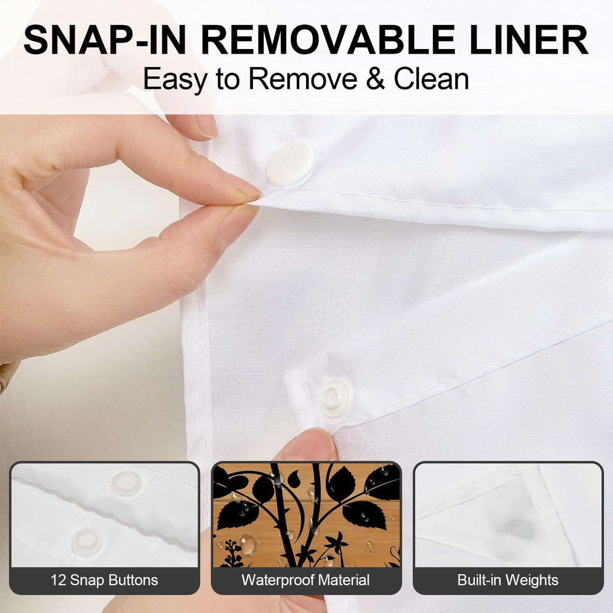 Fall No Hook Shower Curtain and Liner Set (Vintage Black)