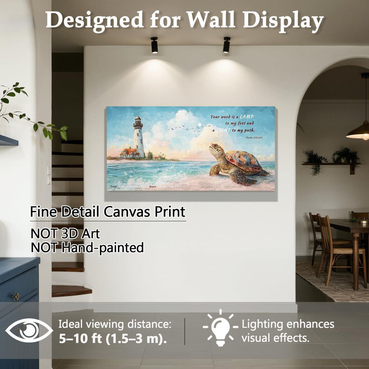 Large Coastal Wall Art Christian Scripture Motivational Wall Decor (Scripture Beach / 48"L x 24"W)