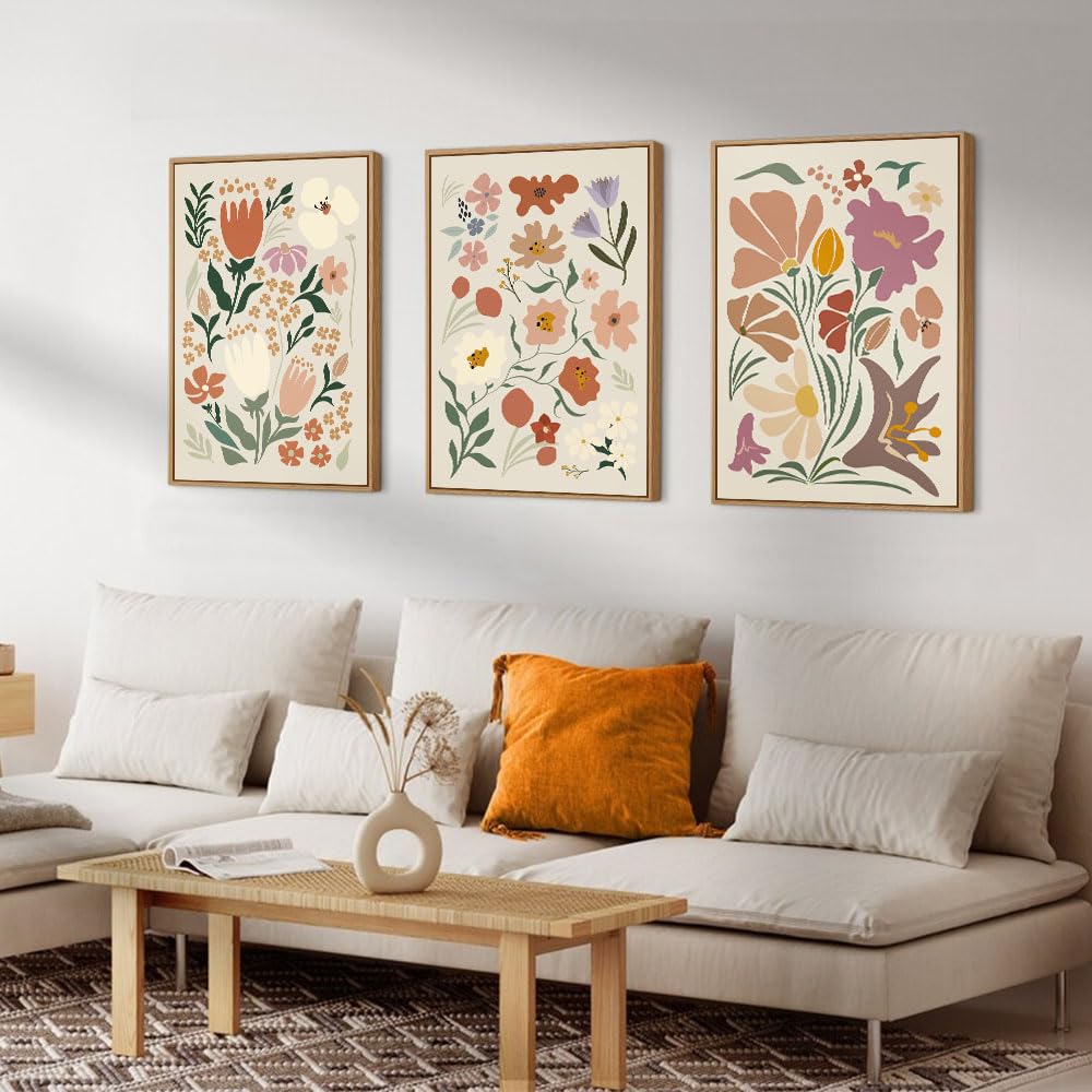 Matisse Framed Canvas Wall Art Flower Abstract Wall Painting (Matisse B / 24"L x 36"W)