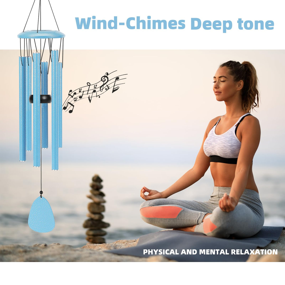 Aluminium Wind Chimes 26 Inches to Create a Zen Atmosphere Suitable for Outdoor (Blue / Classic 26")