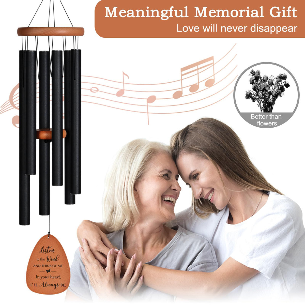 Tree of Life Memorial Wind Chimes for Loss of Loved One (32" Medium)