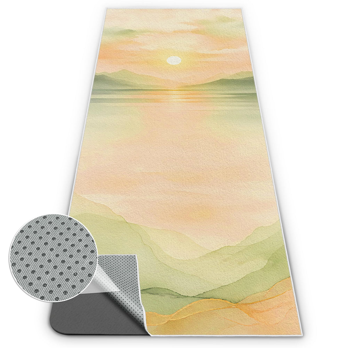 Yoga Mat Towel (Green Sunset / Casual)