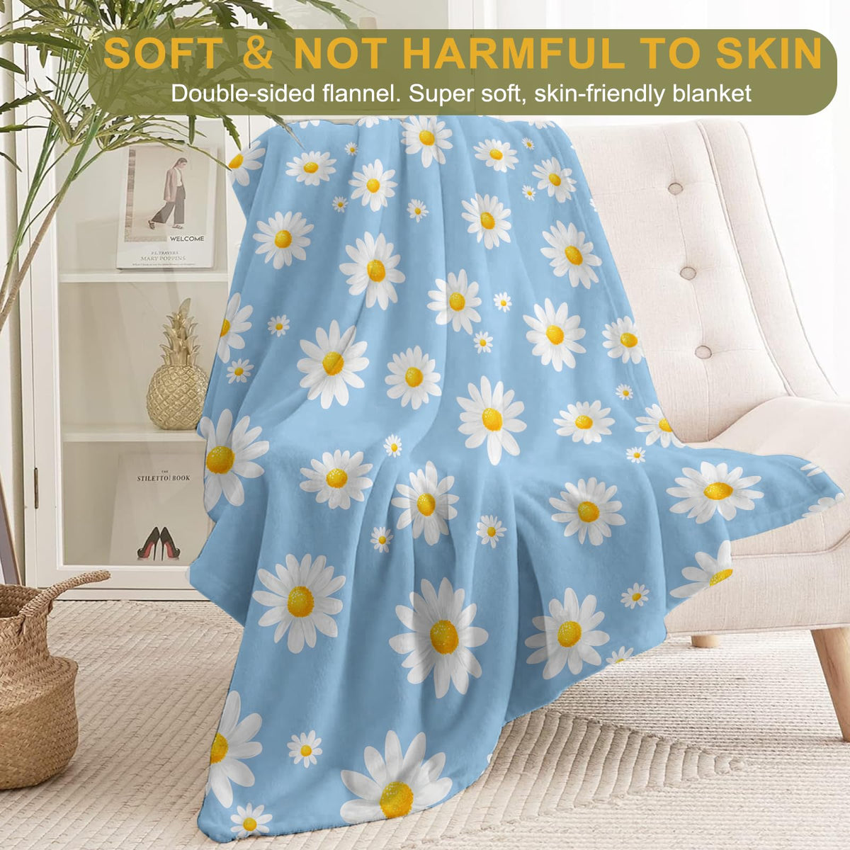 Daisy Flower Flannel Blanket (60x80in / Daisy)