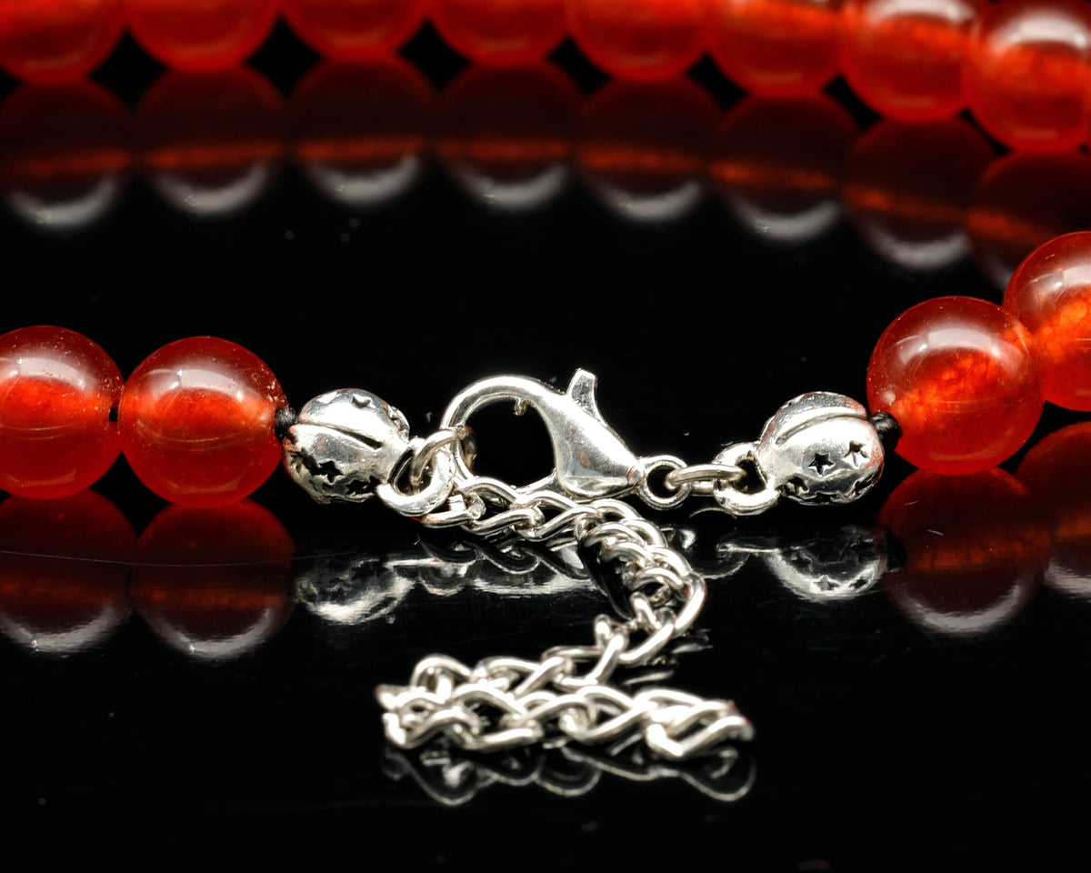 Natural Carnelian Beaded Choker Necklace (Carnelian / 30 Inches)