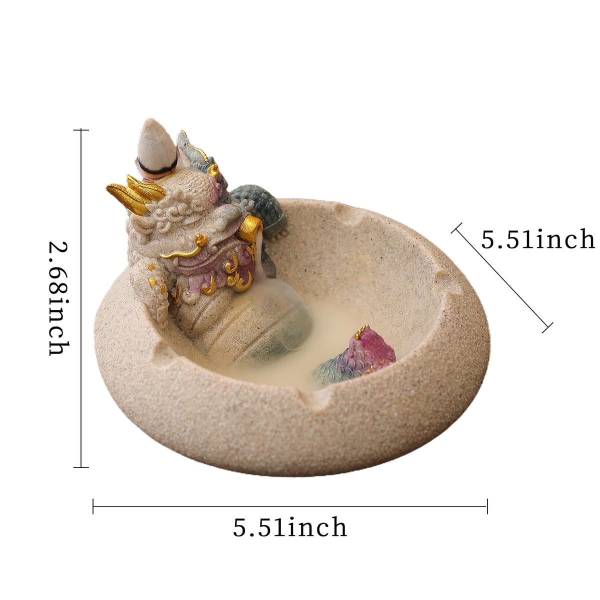Kirin Qilin Backflow Incense Burner with Ashtray (Earth Color)