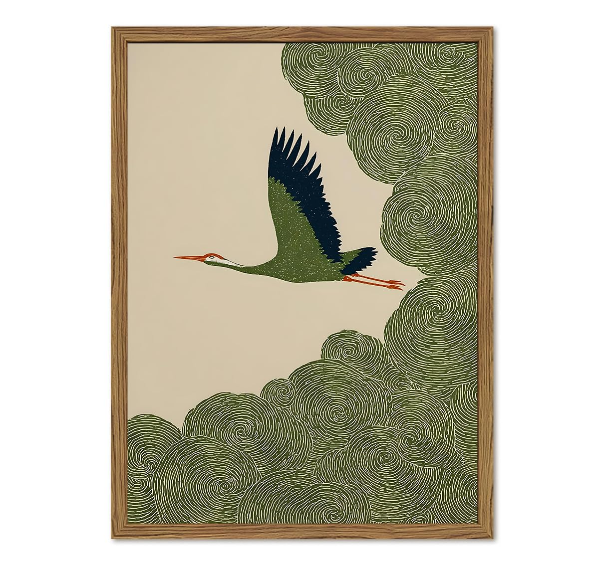 Japanese Crane Wall Art (Animal-L / 16"L x 12"W)